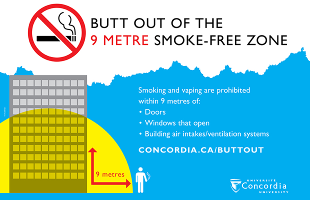 Stickers on doors, around buildings and in front of ventilation systems will indicate the new smoke-free zones.
