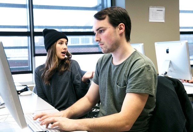 Matthew Gilmour (pictured here with fellow journalism student Emilee Gilpin): “We’re going to have to change the way we do things.” | All photos by Megan Perra Matthew Gilmour (pictured here with fellow journalism student Emilee Gilpin): “We’re going to have to change the way we do things.” | All photos by Megan Perra