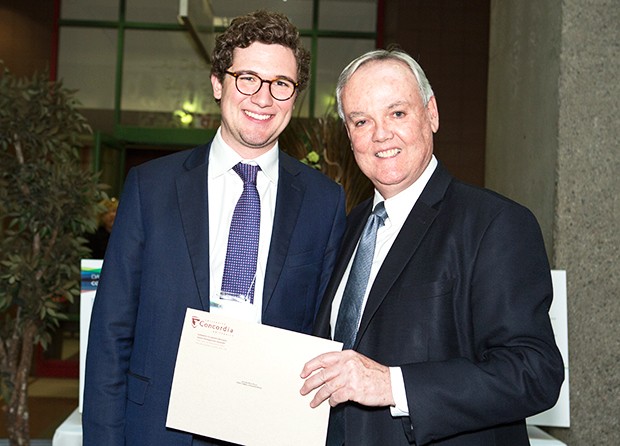 Gerry Hughes: “I truly believe that some of these students are going to be leaders of our society down the road.” (From left: engineering student Antonin Picou and Gerry Hughes.)