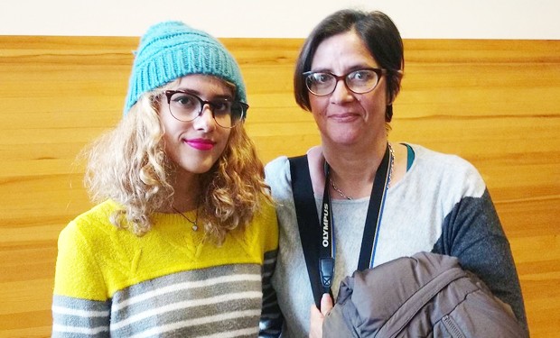 Prospective student Fabiola Alvarez and her mother flew to Montreal from Puerto Rico for Portfolio Day. | Photo by Andy Murdoch Prospective student Fabiola Alvarez and her mother flew to Montreal from Puerto Rico for Portfolio Day. | Photo by Andy Murdoch