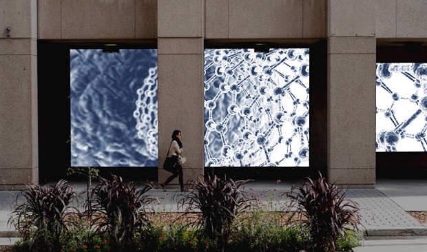 Architectural rendering of street-level window projections. Architectural rendering of street-level window projections.