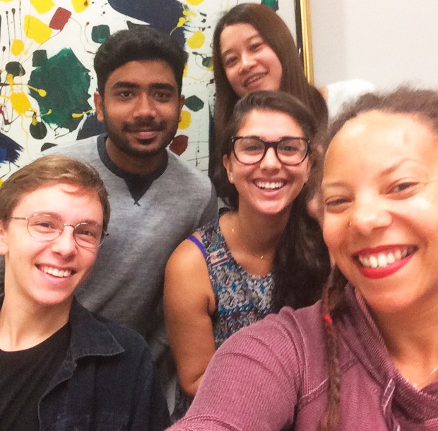 From left: student mentors Ben Compton, Shakti Murugesan, Rachel Rammal, Cindy Chen, with Concordia's Allison Saunders.