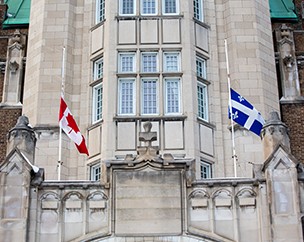 University flags at half-mast