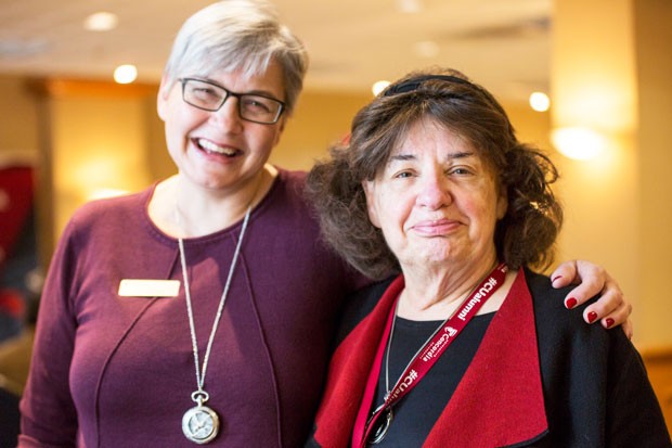 Deputy provost Lisa Ostiguy and professor Raye Kass at the Long Service and Retirement Luncheon on Monday, Dec. 4, 2017. | All photos by Lisa Graves, Concordia University Deputy provost Lisa Ostiguy and professor Raye Kass at the Long Service and Retirement Luncheon on Monday, Dec. 4, 2017. | All photos by Lisa Graves, Concordia University