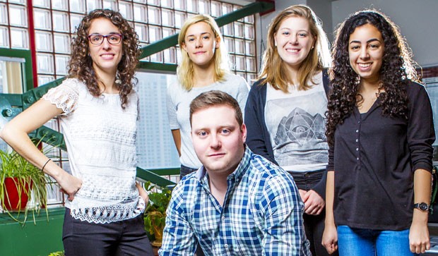 Back row, from left: Lucila Puig, Emilia Alvarez, Stephanie Marchione and Kenzy Abdel Malek. Front: Philippe Boileau. Back row, from left: Lucila Puig, Emilia Alvarez, Stephanie Marchione and Kenzy Abdel Malek. Front: Philippe Boileau.