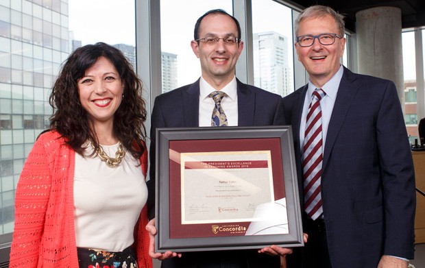 From left: Sandra Gabriele, vice-provost of Innovation in Teaching and Learning, Naftali Cohn, associate professor and graduate program director of the Department of Religions and Cultures, and Alan Shepard.