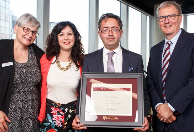 From left: Lisa Ostiguy, Sandra Gabriele, Arash Mohammadi, assistant professor, Concordia Institute for Information Systems Engineering, and Alan Shepard. From left: Lisa Ostiguy, Sandra Gabriele, Arash Mohammadi, assistant professor, Concordia Institute for Information Systems Engineering, and Alan Shepard.