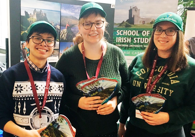 Current students in Concordia's School of Irish Studies represent their program at Winter Open House. | Photo courtesy of the Irish Studies Student Association at Concordia