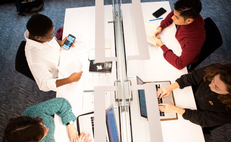 Students working at Concordia Library