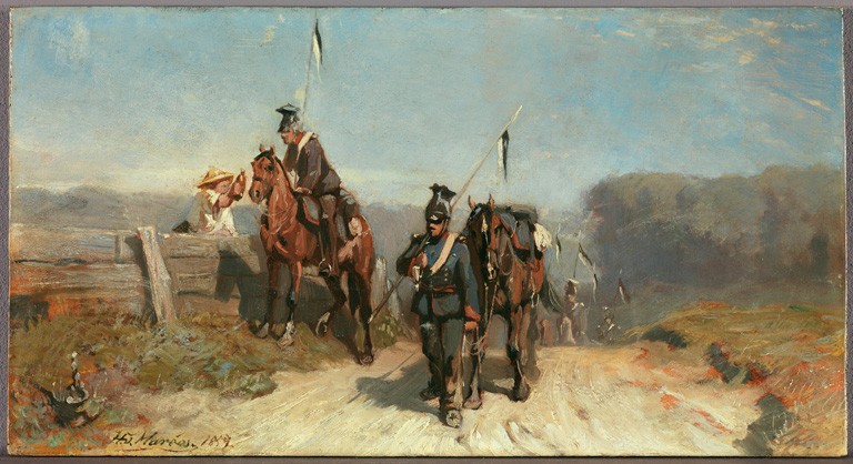 Ulanen auf dem Marsch by Hans von Marées (German, 1837-1887).