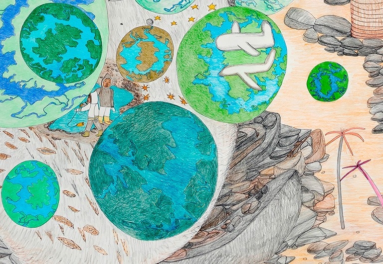 Composition (Clams and Globes), 2010, Shuvinai Ashoona. Detail | Courtesy: John Cook. Photo: Toni Hafkenscheid Composition (Clams and Globes), 2010, Shuvinai Ashoona. Detail | Courtesy: John Cook. Photo: Toni Hafkenscheid