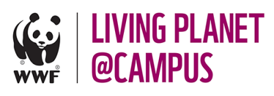 A logo with a panda bear graphic and the words, "WWF - Living Planet@Campus"