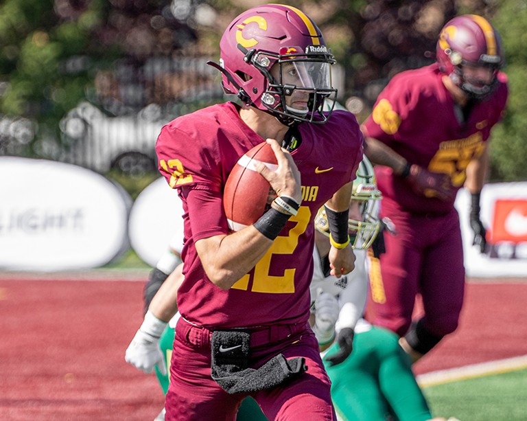 Concordia Stingers quarterback Olivier Roy is lighting it up in the big city