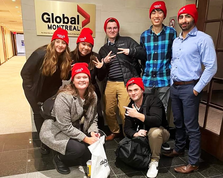 Concordia students visit Global TV studios for the Quebec elections