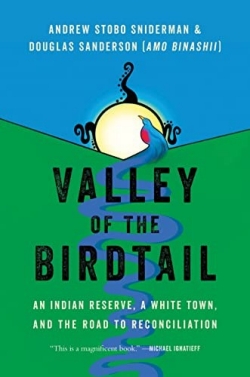 book cover showing illustration of a green hill with river running down. The top of the river blends into a blue bird.