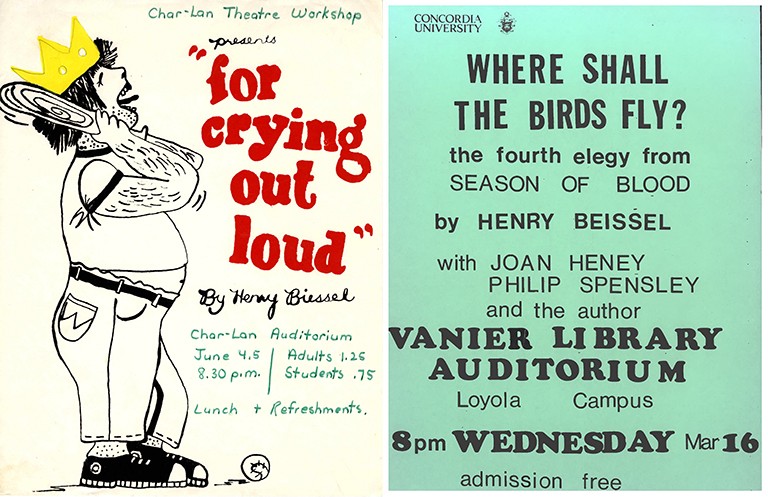 Archival posters theatre workshops by artist Henry Beissel