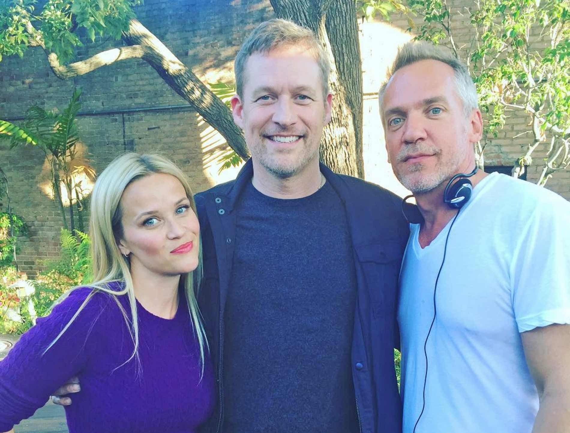 Reese Witherspoon, James Tupper and Jean-Marc Vallée on the Big Little Lies set