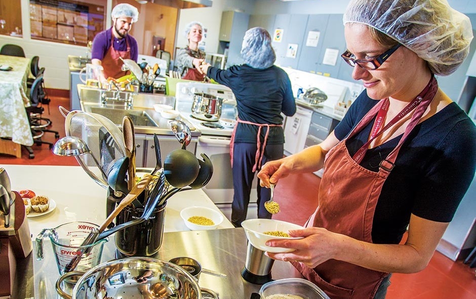 Théa Demmers in the Nutrition Suite at the PERFORM Centre on the Loyola Campus.