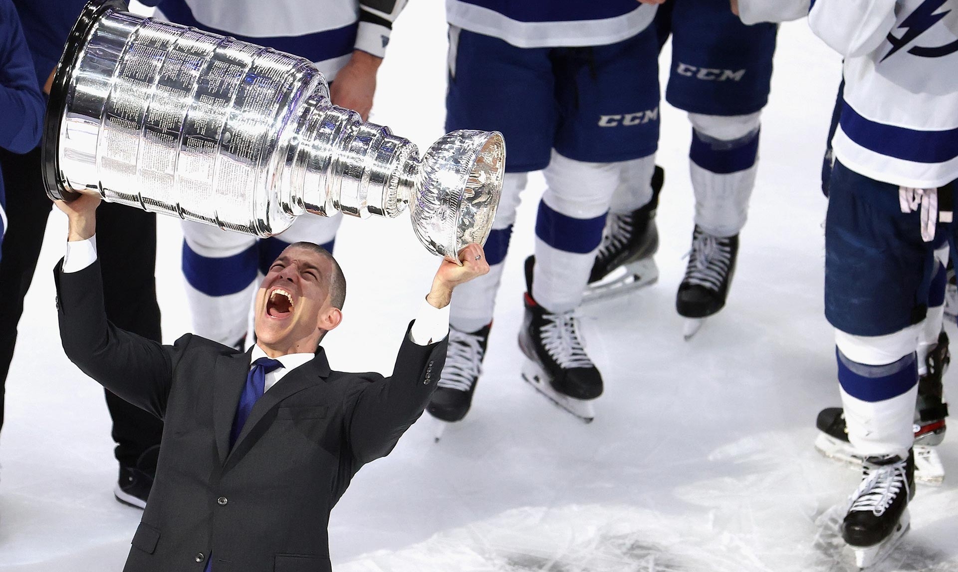 Julien BriseBois hoists Stanley Cup