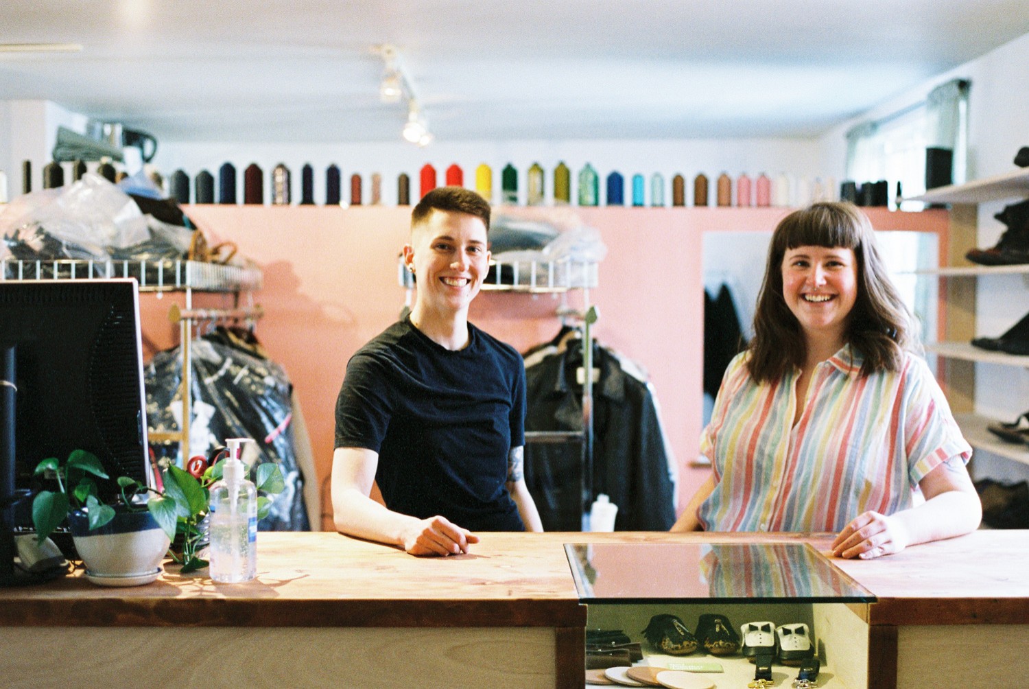 Tess Gobeil and her business partner, in their studio