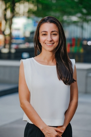 Shireen Salehi wears a white blouse