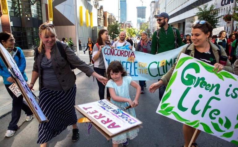Concordians take part in the Montreal climate march in 2019.