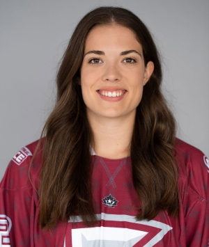 Brigitte Laganière wears a Montreal Force jersey and smiles for the camera