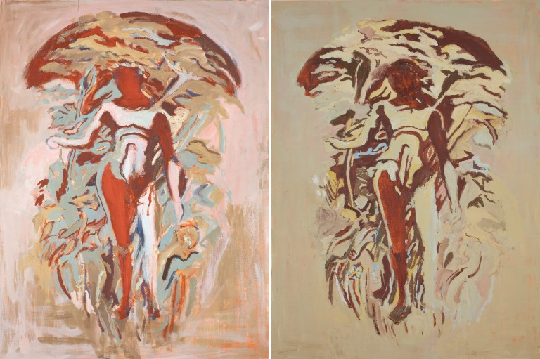 A diptych of two paintings by François Xavier Saint-Pierre
