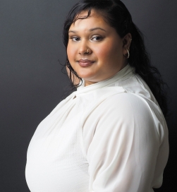 Woman wearing white blouse