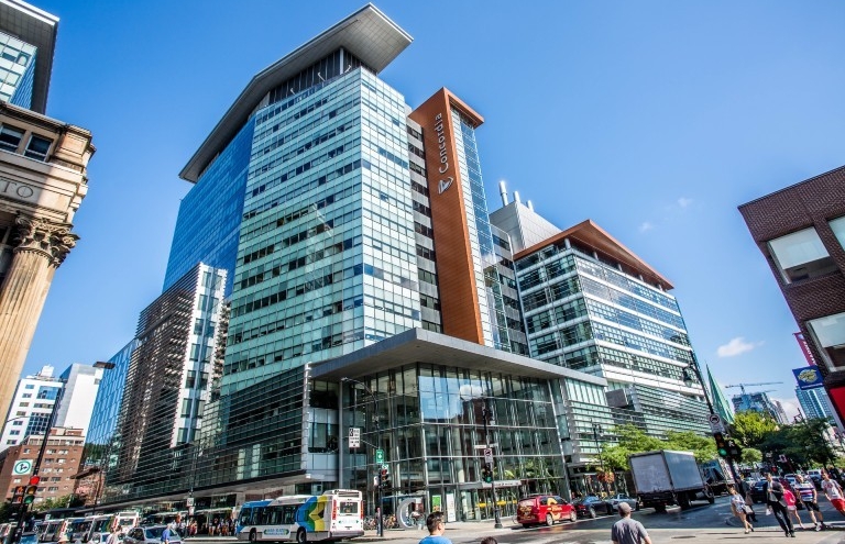 The exterior of the Engineering, Computer Science and Visual Arts Integrated Complex (EV) on Concordia's Sir George Williams Campus