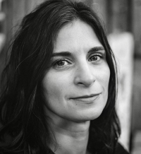 Black and white portrait of a woman with dark hair