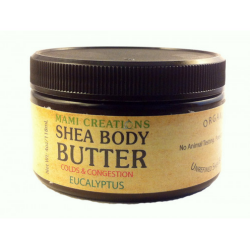 A dark container has a yellow label on it that says Mami Creations Body Butter