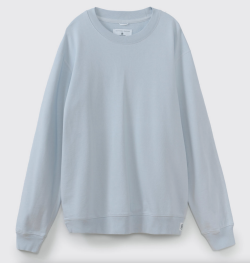 A light blue crewneck sweatshirt against a white background