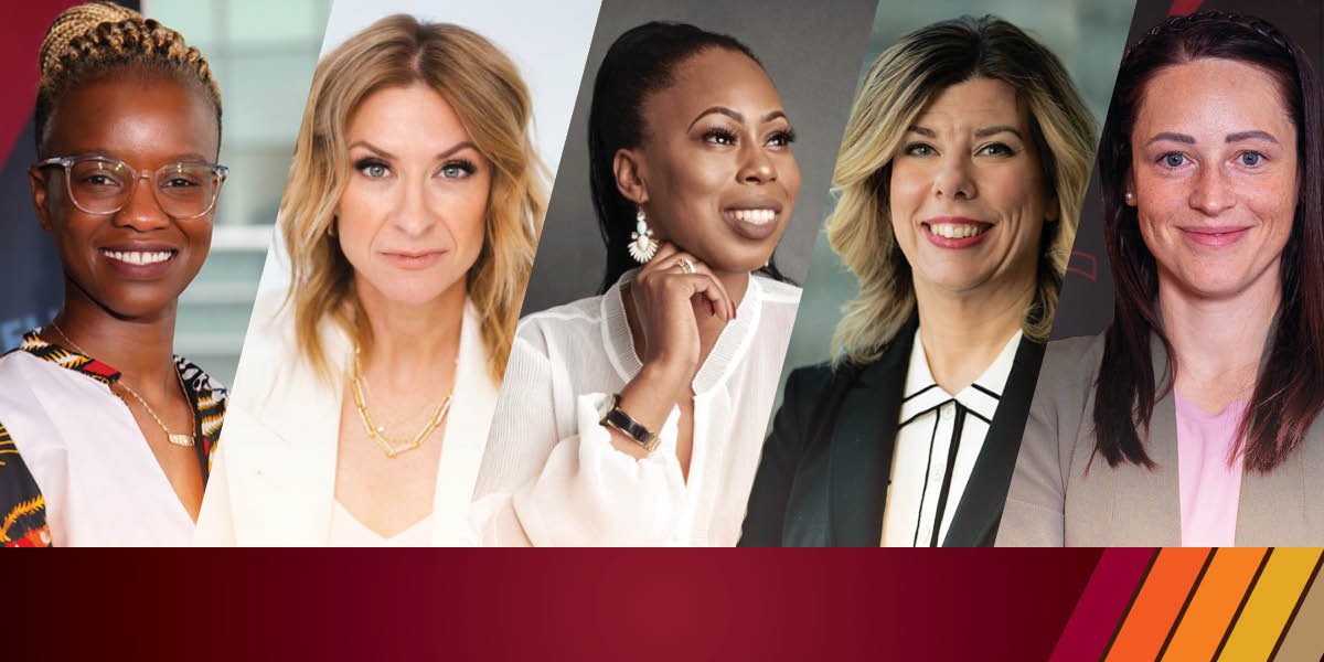 A photo montage of headshots of 5 women