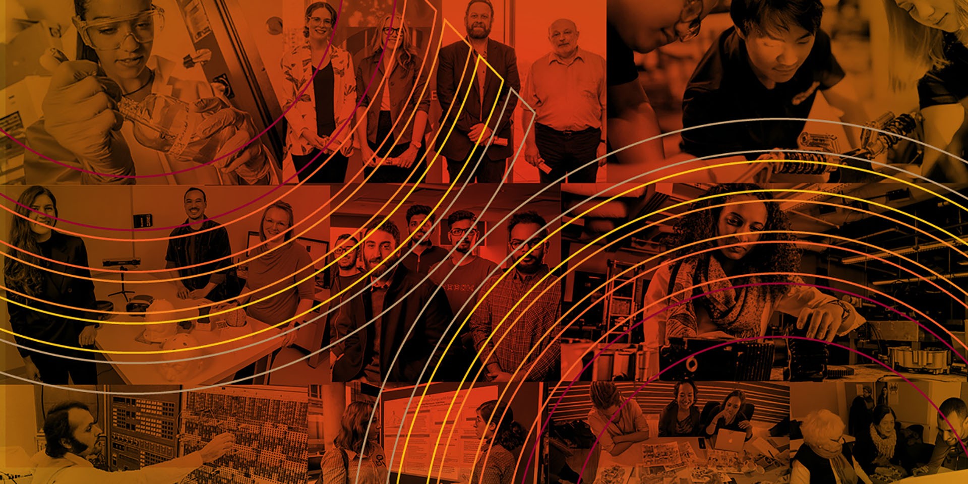 A collage of researchers and labs from Concordia's last 50 years.