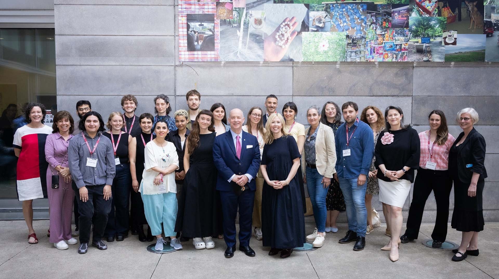 Cherry Marshall and Paul C. Genest with the 14 new members of the Art Volte collection, as well as Annie Gérin, Dean of the Faculty of Fine Arts.