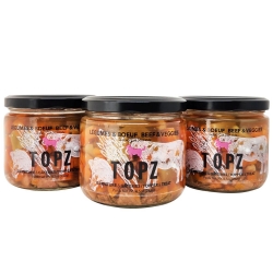 3 glass jars with black tops