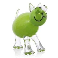 Green-coloured glass figure of a cat
