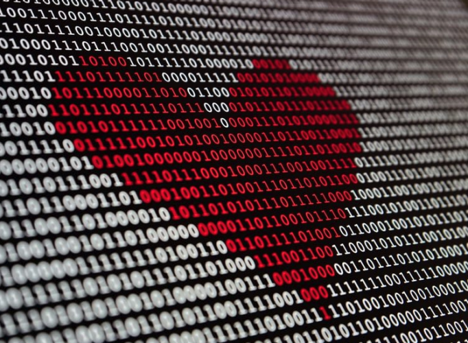 Five Things about Big Data red heart on code