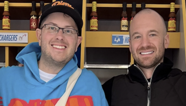 Erik Leijon with YouTube star and Hot Ones host Sean Evans