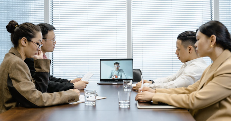 Team conducts virtual meeting