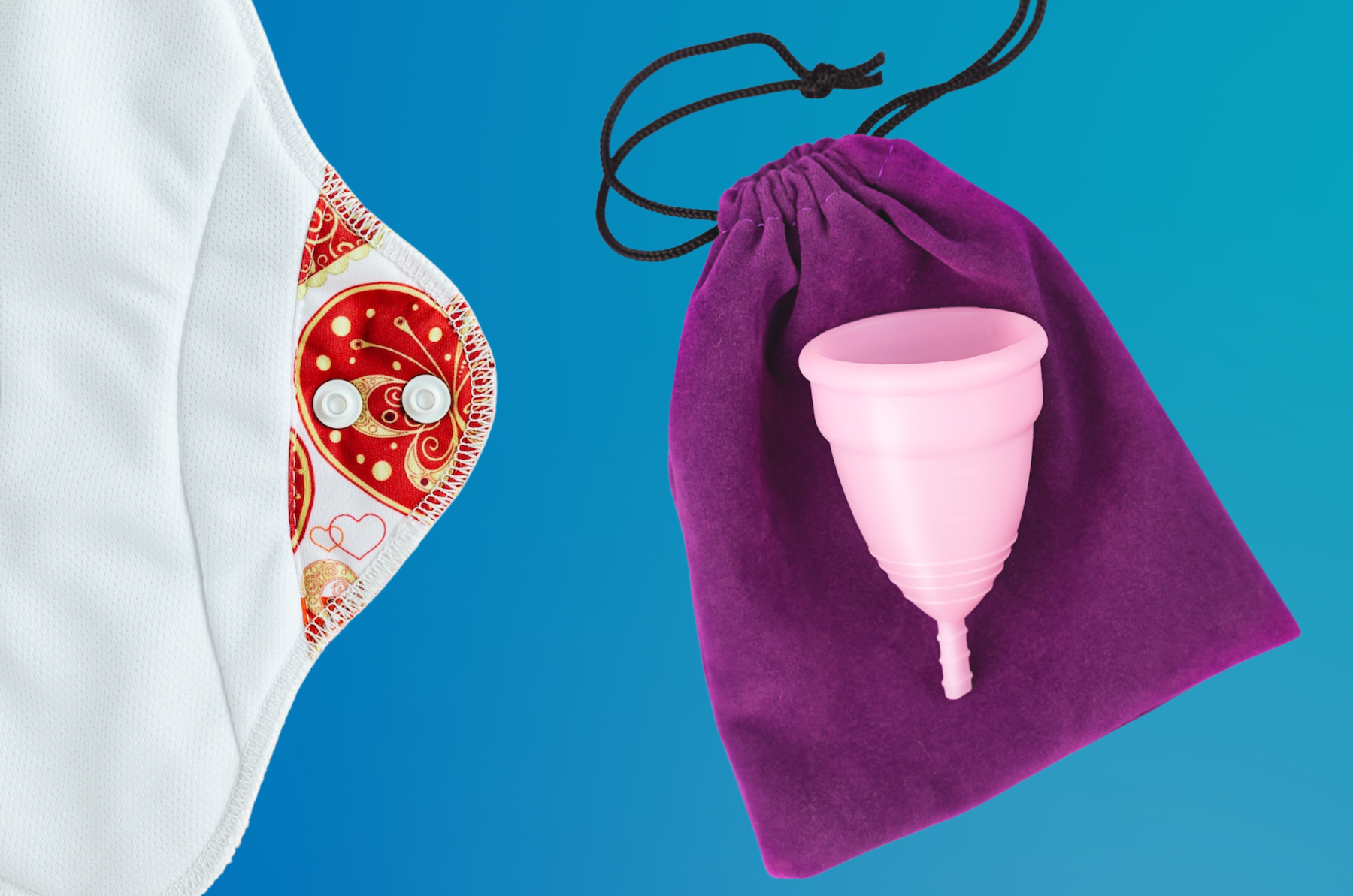 A cloth menstrual pad and a reusable menstrual cup