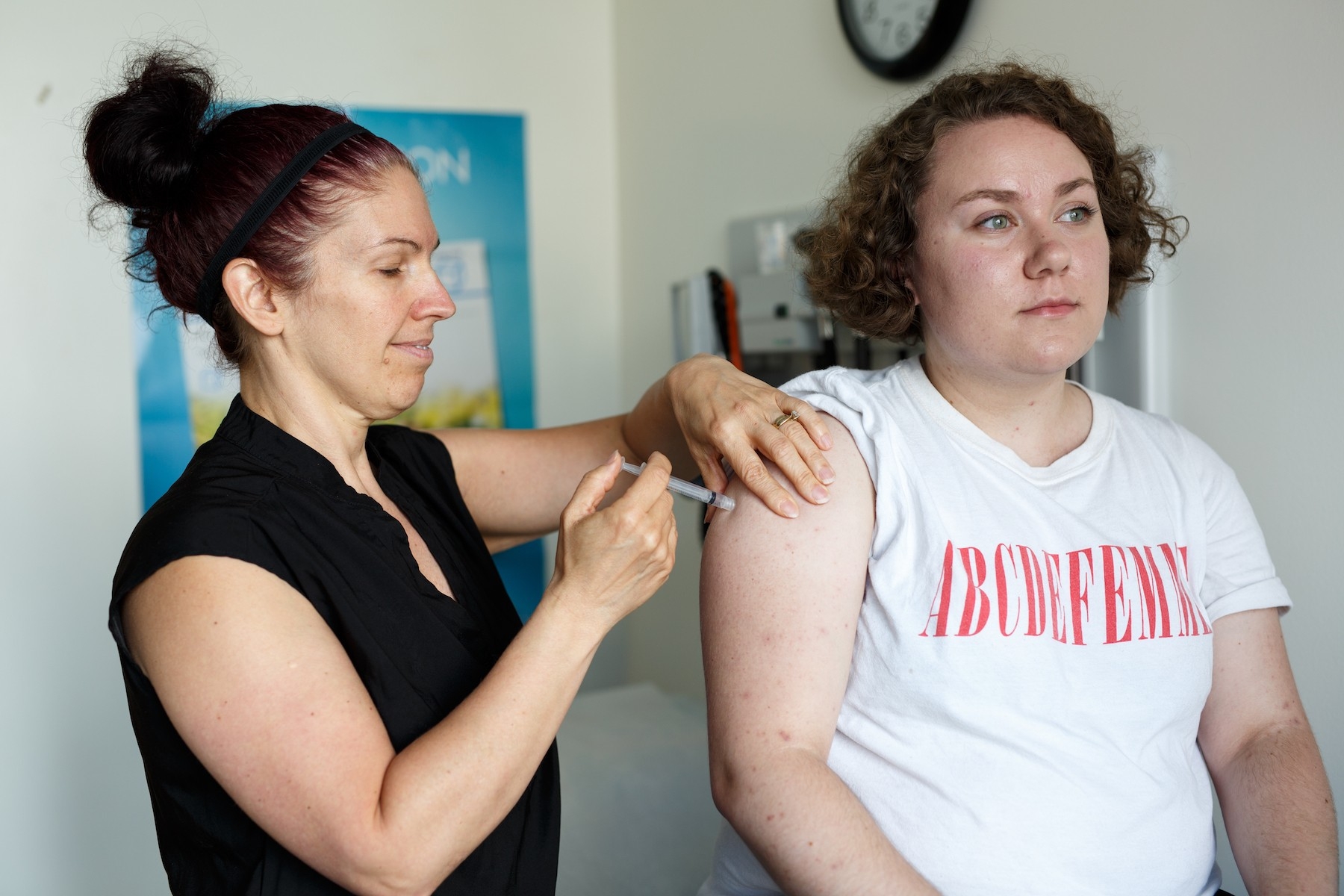 Nurse gives student vaccine