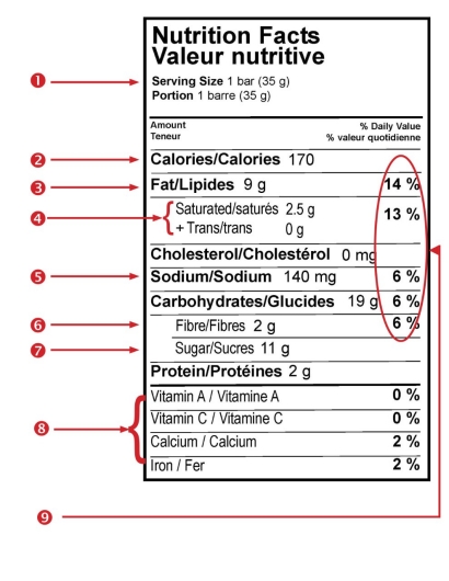 Example of a nutrition facts panel