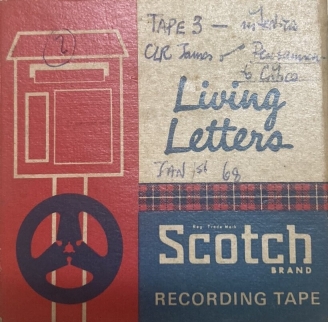 Tape box annotated for interview