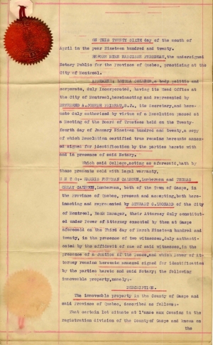Extract from the deed of sale dated April 6, 1920 