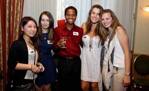 International students at the reception