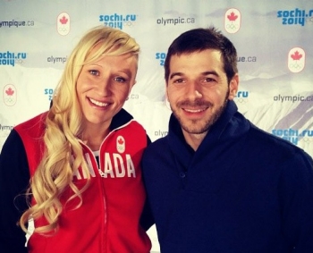 Josh Usheroff with Canadian bobsledder Kaillie Humphries in Sochi