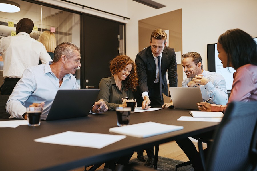 a group of professionals in an office