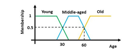 Fuzzy logic membership function on age groups